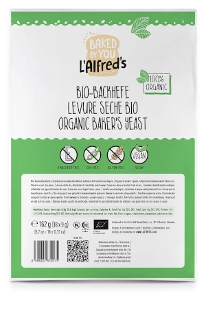 L'Alfred's Organic dry yeast in 18x9g sachets