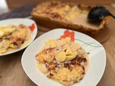 Vegan aardappelgratin met cashewnoten